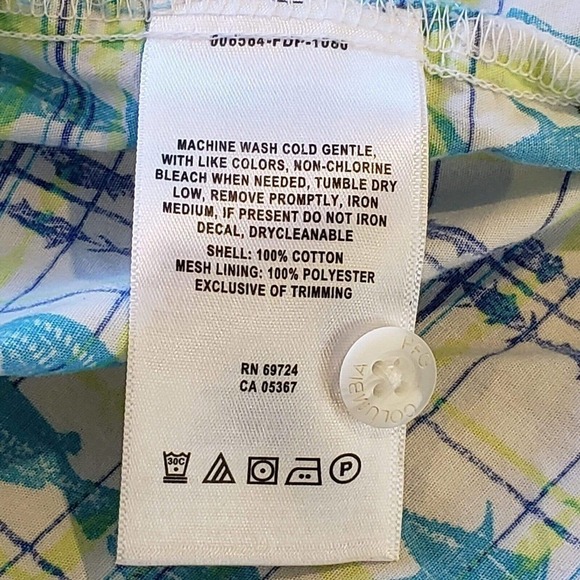 Columbia PFG Shirt Men Size XL Yellow Blue Fish Plaid Vented Short Sleeve Button - Picture 5 of 10